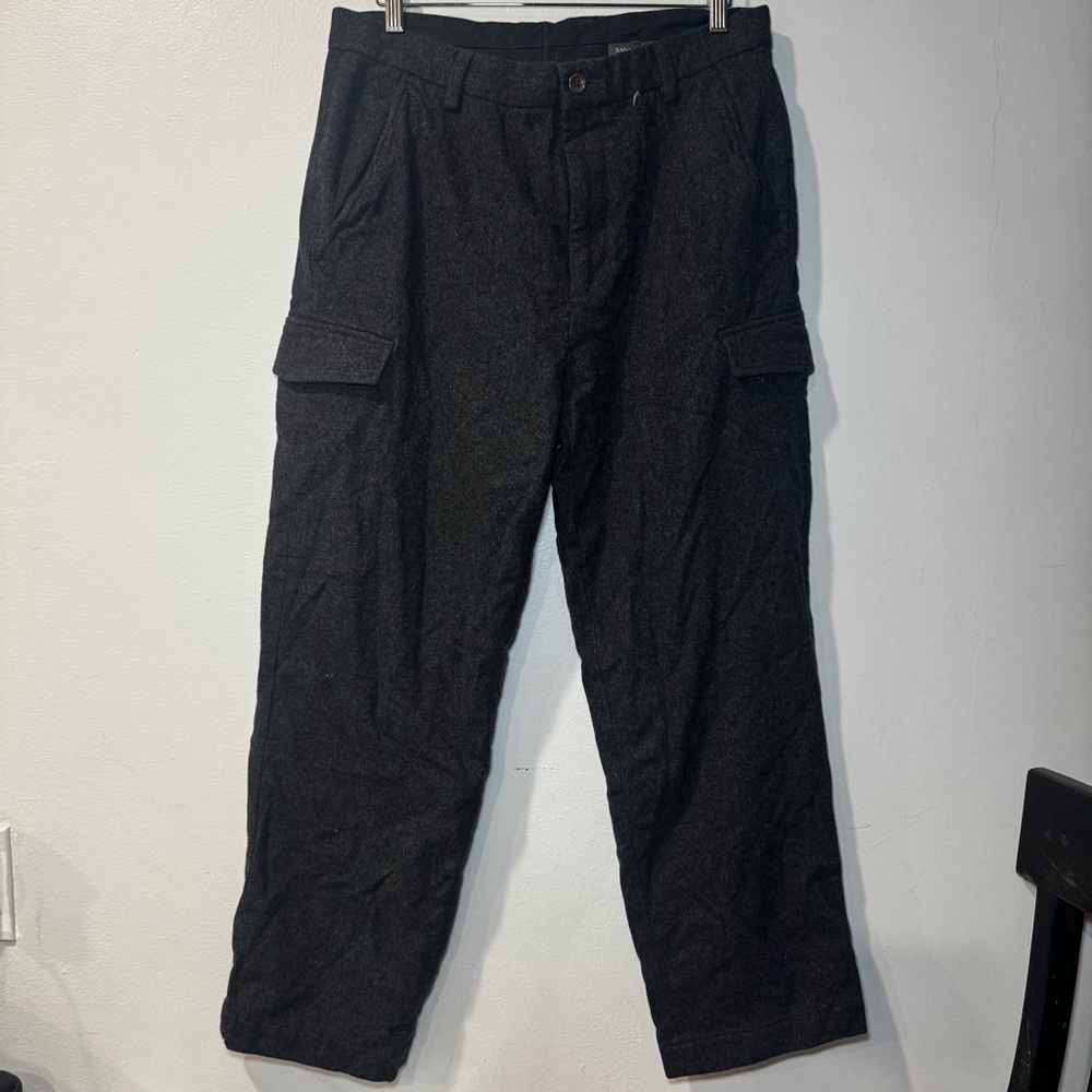 Banana Republic Emerson Pants Mens 35x32 Up Gray‎ Wool Cargo Straight Leg